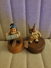 Vintage Anri Toriart Clown and Gnome Music Boxes picture