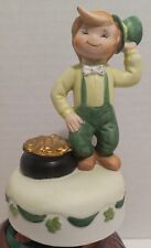 Vintage Schmid Leprechaun Boy W/Pot Of Gold Plays Danny Boy Spins picture