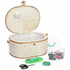 Vintage Sewing Basket Organizer Box Kit with Hand Sewing Supplies, Oval Shaped picture