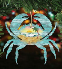 Designocracy Crab Scenic Handcrafted Wood Ornament Coastal NEW picture