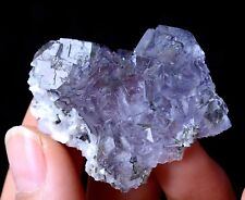 Yao Gang Xian RARE PURPLE FLUORITE CRYSTAL CLUSTER MINERAL SAMPLES 23.38g picture