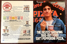 1988 DANNON Yogurt Vintage 2-Page Print Ad Take Out Food Pepperoni Pizza picture