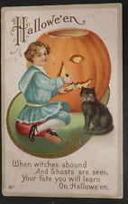 1918 Jack-O-Lantern Halloween Postcard Parsons, PA to Leehighton, Carbon Co, PA picture