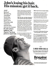 1994 Print Ad Upjohn Company Rogaine John's losing his hair  w mail in card picture