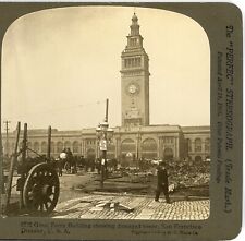 EARTHQUAKE, Great Ferry Building With Damaged Tower--H.C. White Stereoview J50 picture