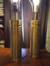 Pair Richard Barr Harold Weiss For Westinghouse MCM Brutalist Brass Lamps  1960s picture