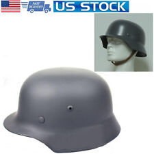 M35 Steel Helmet W/ Leather Liner WWII German Elite Wh Army Masquerade Grey picture