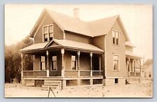 RPPC Two-Story Home with Porches in Town AZO 1904-1918 ANTIQUE Postcard 1308 picture