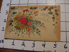 Vintage Early Postcard: embossed Birds, unused, foreign, w flowers basket picture