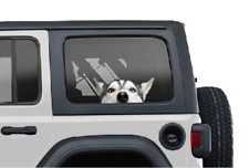 Siberian Husky in the Car Window Cute Dog Decal Vinyl 3D graphics Funny Sticker picture