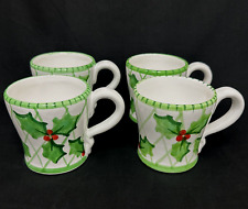 4 Present Tense Anne Hathaway Holly Jolly Hand Painted Italy Mug Christmas Green picture