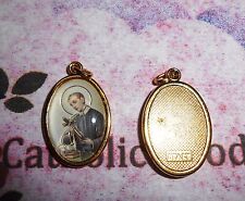 Saint St. Gerard Italian 1 inch Gold Tone and Enameled - Medal picture