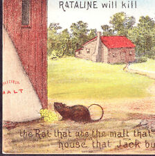 Rat Poison c 1879 Bottle Kills 250 Vermin Rataline Farm Ad Victorian Trade Card picture