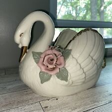 Vintage Swan Planter Roses Gilding Porcelain picture