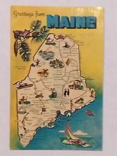 Greetings From Maine The Pine Tree State Map 1966  Postcard  picture