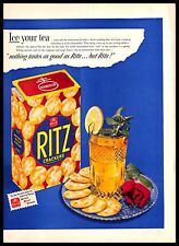 1949 Nabisco Ritz Crackers Vintage PRINT AD Biscuits Baking Lemon Mint Iced Tea  picture