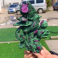 439G Natural green Ruby zoisite (anylite) Handcarved phoenix crystal Healing picture