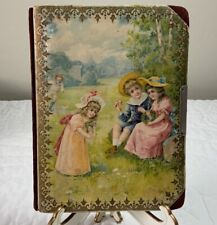Vintage Antique Victorian Photograph Album, Celluloid Cover With Girls & Boys picture
