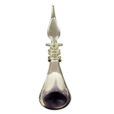 Vintage Clear and Purple Glass Decanter Genie Bottle with Stopper picture