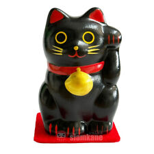 Black Lucky Cat Maneki Neko Tall 3 inch, Left hand. picture