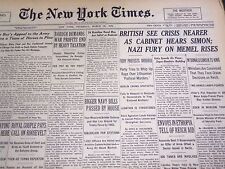 1935 MARCH 28 NEW YORK TIMES - NAZI FURY ON MEMEL RISES - NT 4918 picture