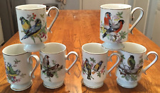 Vintage Tundra Imports Japan Bird Motif Coffee Tea Mugs Set of 6 VGC picture