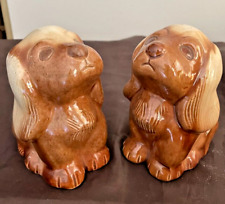 2 Vintage LICHTEN WARE Dogs Puppy LITTLE BEGGAR Figurines begger BROWN Puppies picture