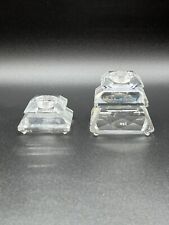 Retired Swarovski Small Square Candle Holders 7600 NR 103 & 104 Silver Crystal picture