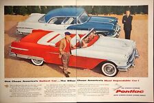 1956 Pontiac 860 Strato-Streak TWO PAGE Print Ad Red Convertible Man Cave picture