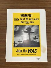 ORIGINAL WWII Join the WAC Women’s Army Corps Poster Crosses G.I Helmets Death picture
