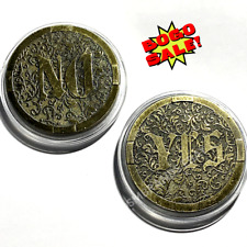 Yes/No Lucky Fortune Teller Flip Vintage Antique Gold Challenge Coin NEW picture