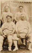FOUR CIRCUS FAT MEN Rare Antique FREAK PHOTO 1910 Sideshow History OBESE FAMILY  picture