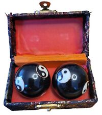 Vintage Chinese Boading Yin Yang Stress Health Hand Exercise Sound Balls in Box picture