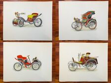 VTG FIREFIGHTER HISTORY 1940S AUTOMOBILE LITHOGRAPHS SET OF FOUR (4) PAUL BARUCH picture