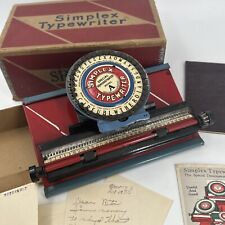 Antique Simplex Special Demonstrated Model A Typewriter Original Box Excellent picture