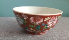 Handmade Vintage Small Chinese Red Floral Porcelain Bowl 4.5