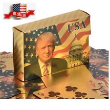 WHOLESALE 100 PCS Donald Trump Gold Foil Waterproof Plastic Playing Cards USA picture