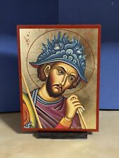 SAINT MERCURIUS, THE GREAT MARTYR -WOODEN ICON FLAT, WITH GOLD LEAF 5x7 Inches picture