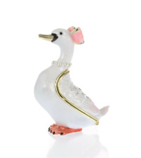 White Duck Trinket Box Hand made  by Keren Kopal with  Austrian Crystals picture