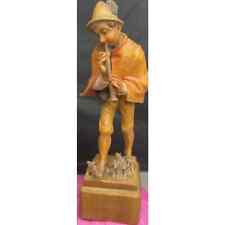 60’s ANRI HAND CARVED WOOD PIED PIPER OF HAMELIN FIGURINE SCULPTURE *Read* Flaws picture