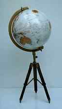 World Globe Map Atlas on Adjustable Tripod Stand Vintage Table Globe White Ocean picture