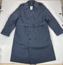 USAF Air Force All Weather Mens Trench Coat 44L Removable Liner Full Zip Blue picture