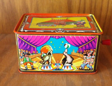 Vintage Tin Hand Crank Music Box-Circus Theme picture