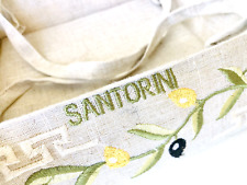 Santorini Italy Bread Basket Olive Branch Cloth Picnic Mediterranean Kitchen EU picture