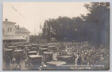 Jonkoping Sweden, Huge Crowd of People & Old Cars, VTG RPPC Real Photo Postcard picture