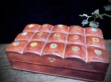 Vintage Swedish American Lines Leather Embossed/ Hand Painted Box picture