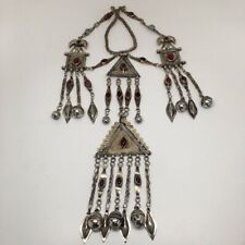 214 Grams Old Vintage Afghan Turkmen Tribal Gold-Gilded Pendant Necklace,TN95 picture