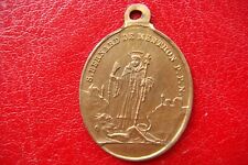 ANTIQUE ST. BERNARD ST. BERNHARD PATRON OF MOUNTAINS AND SKIERS BRONZE MEDAL picture
