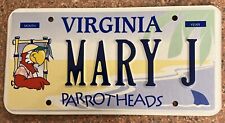 Virginia DMV Tag Parrotheads Va License Plate Jimmy Buffett Vanity Mary J Sign picture