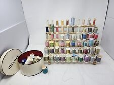 Lot of 80+ Vintage Sewing Thread Spools Various Brands with a June Taylor Rack picture